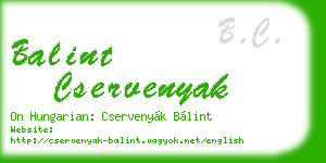 balint cservenyak business card