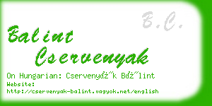 balint cservenyak business card